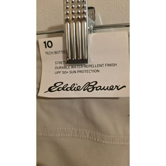 EDDIE BAUER Tech Capri Pants Womens 10 Pumice Cargo Nylon Stretch UPF 50+ NWT - Picture 3 of 11